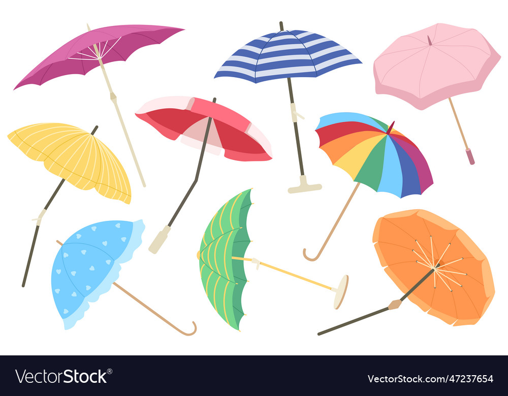 Umbrellas mega set graphic elements in flat design