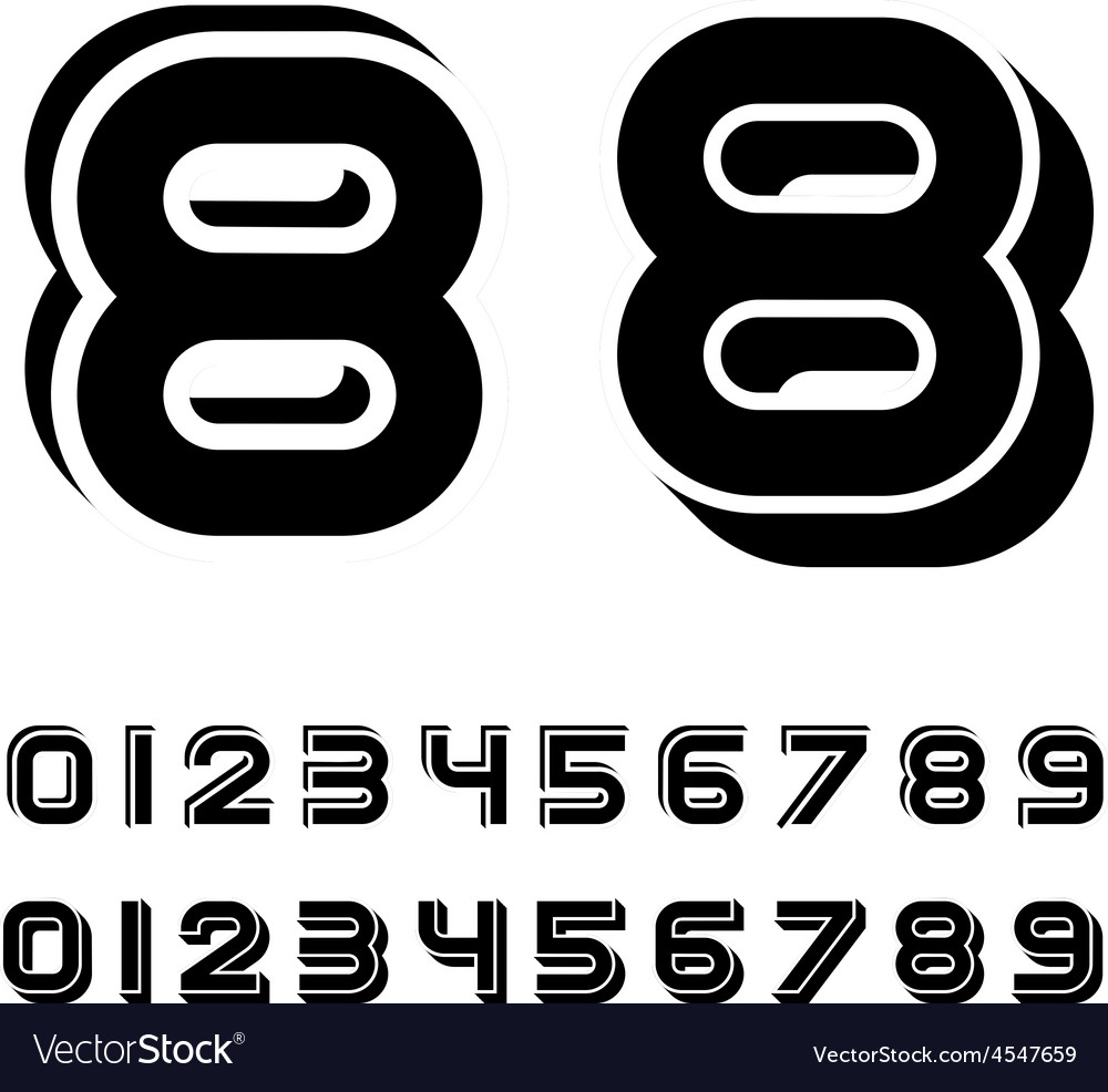3d black simple numbers font