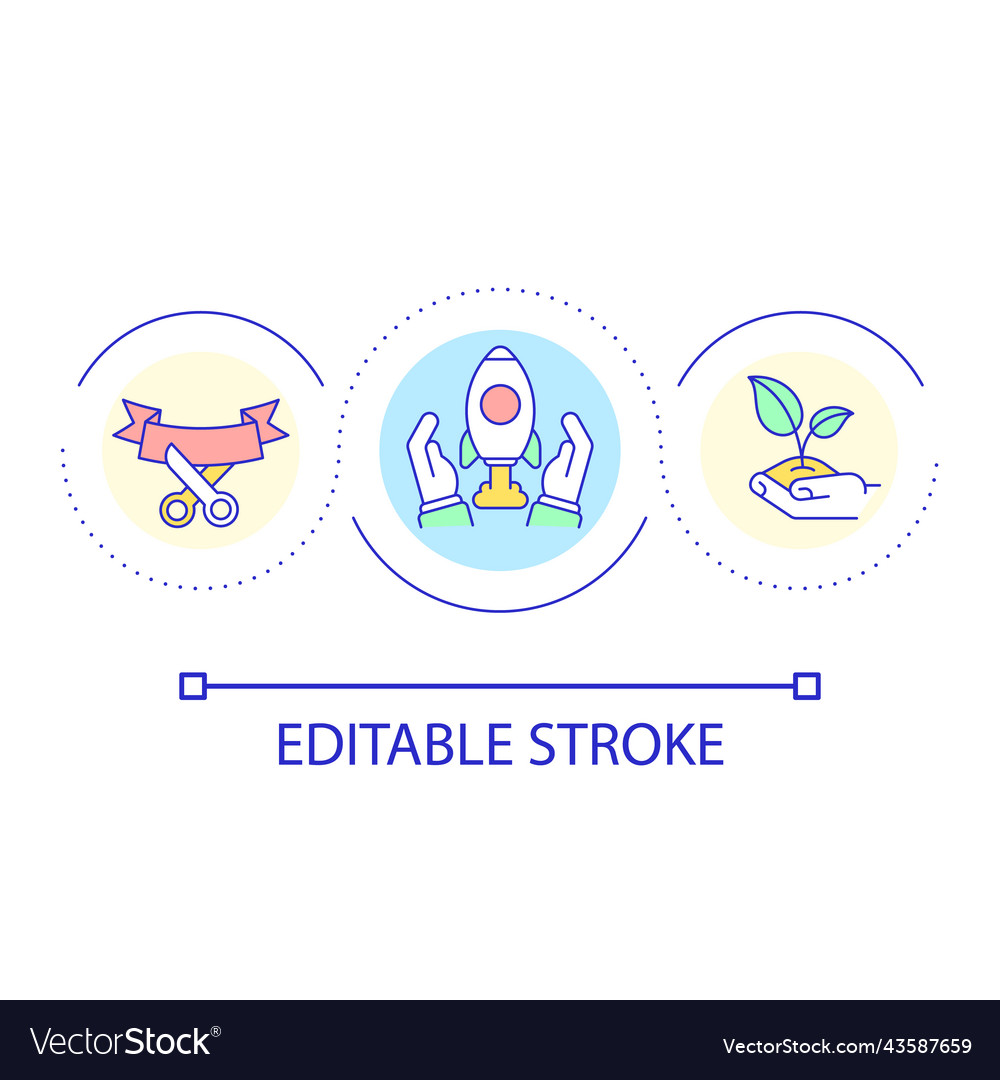 Announcing business startup loop concept icon vector image Announcing business startup loop concept icon