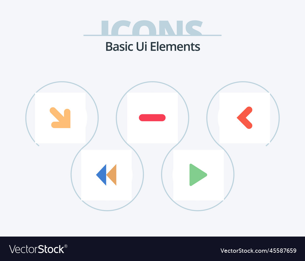 Basic ui elements flat icon pack 5 design