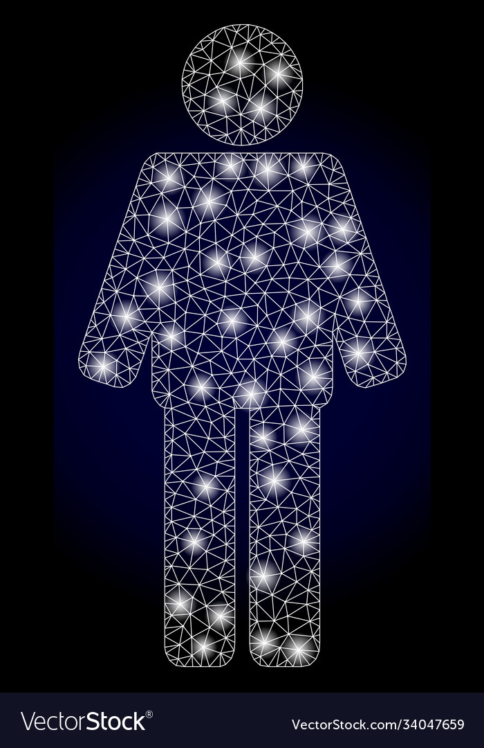 Bright polygonal net man with lightspots Vector Image