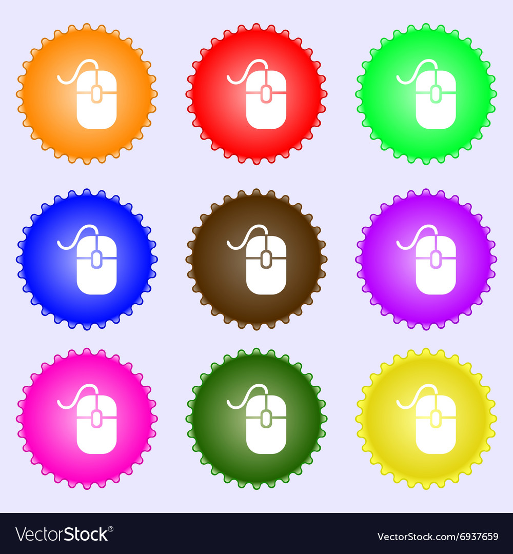 Computer mouse icon sign a set of nine different