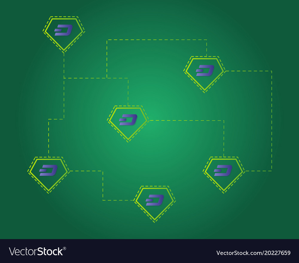 Dash blockchain technology on green background