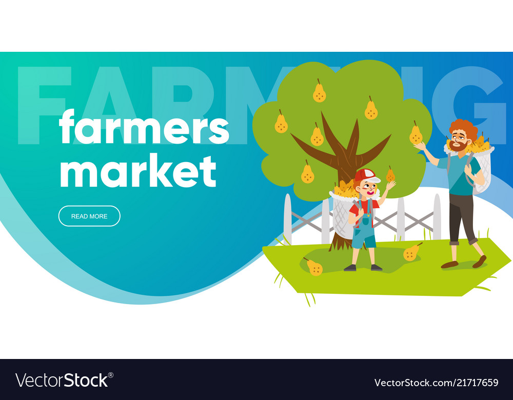 Farmers market flat colorful horizontal banner Vector Image