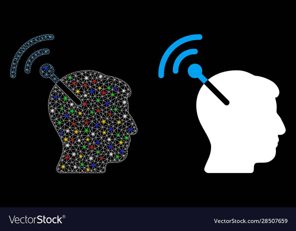 Glowing mesh network radio neural interface icon vector image Glowing mesh network radio neural interface icon