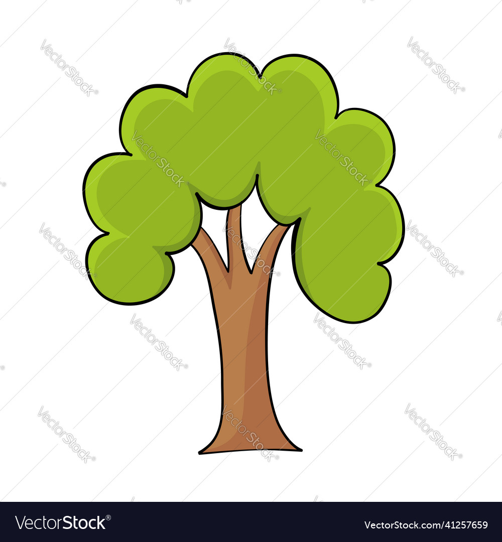 Green spring tree hand drawn for design cartoon Vector Image