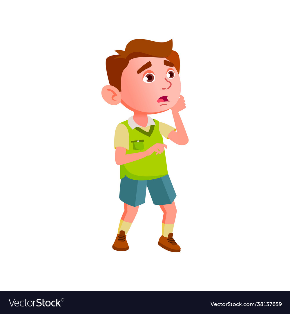 Panic little boy shocking from news Royalty Free Vector