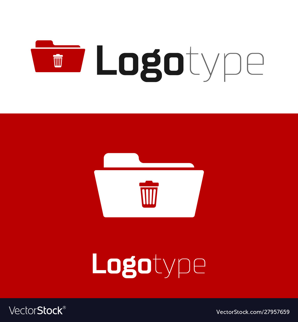 Red delete folder icon isolated on white