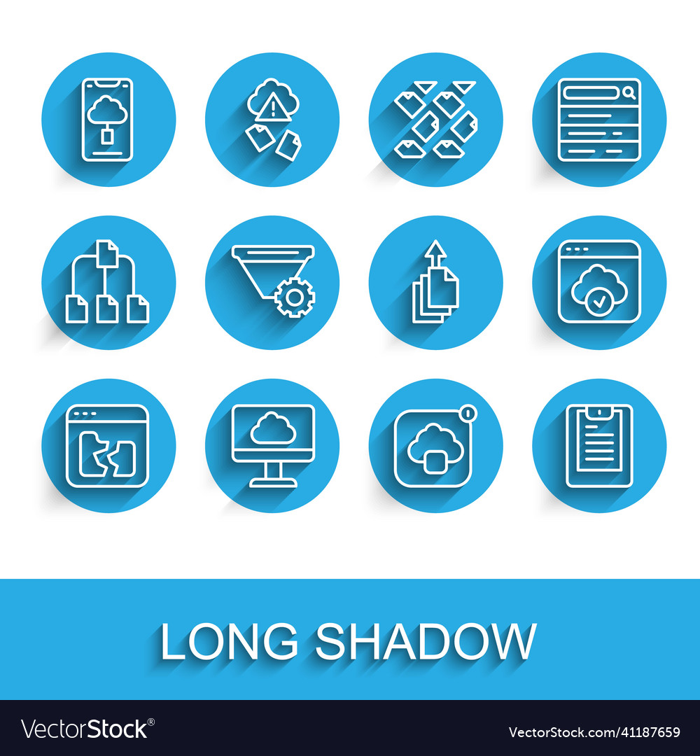 Set line broken file cloud technology data vector image Set line broken file cloud technology data