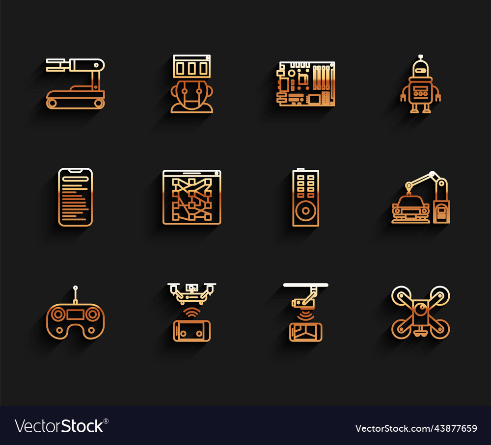 Set line remote control robot wireless vector image Set line remote control robot wireless
