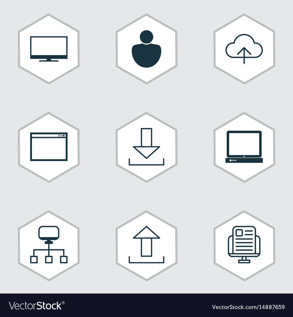 Set von 9 Web-Symbolen beinhaltet Anzeigeprogramm