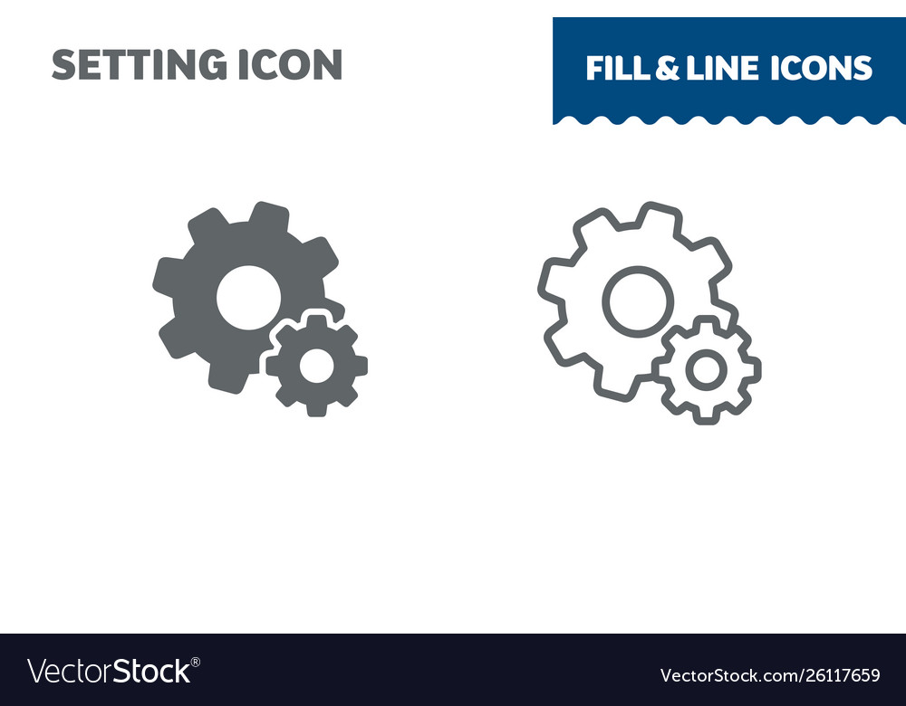 Setting icon fill and line flat design vector image Setting icon fill and line flat design