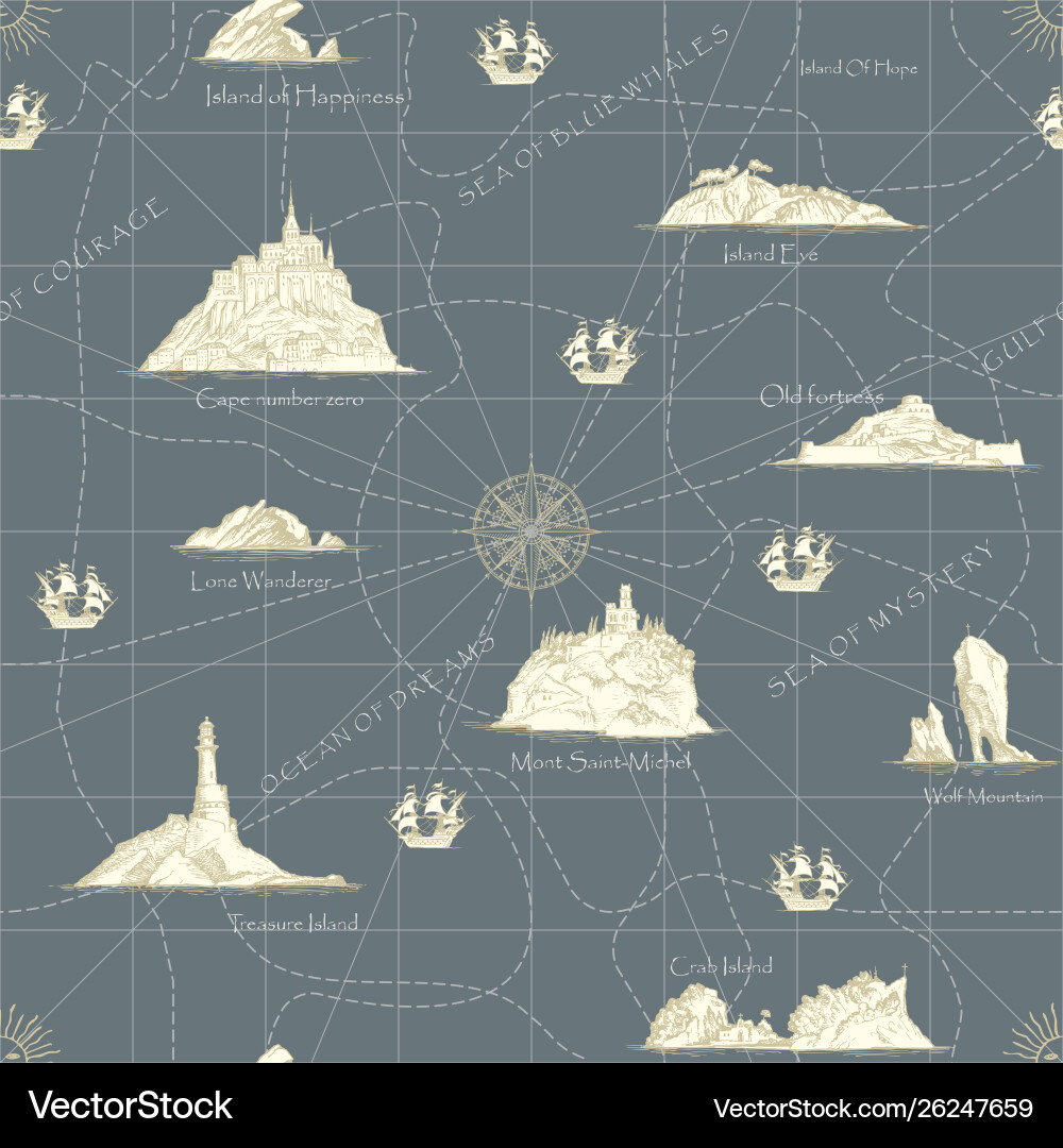 Vintage seamless background on theme travel Vector Image