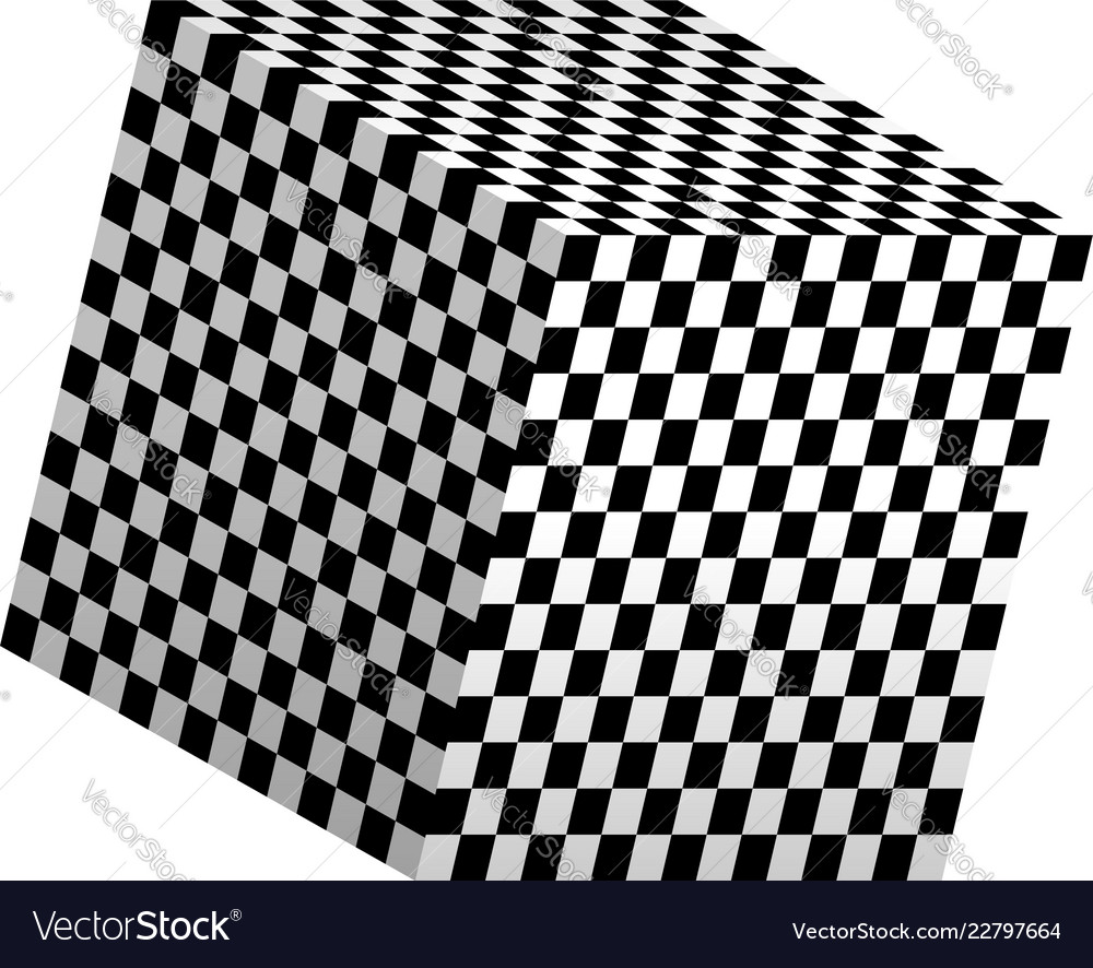 3d cube with checkered polygons
