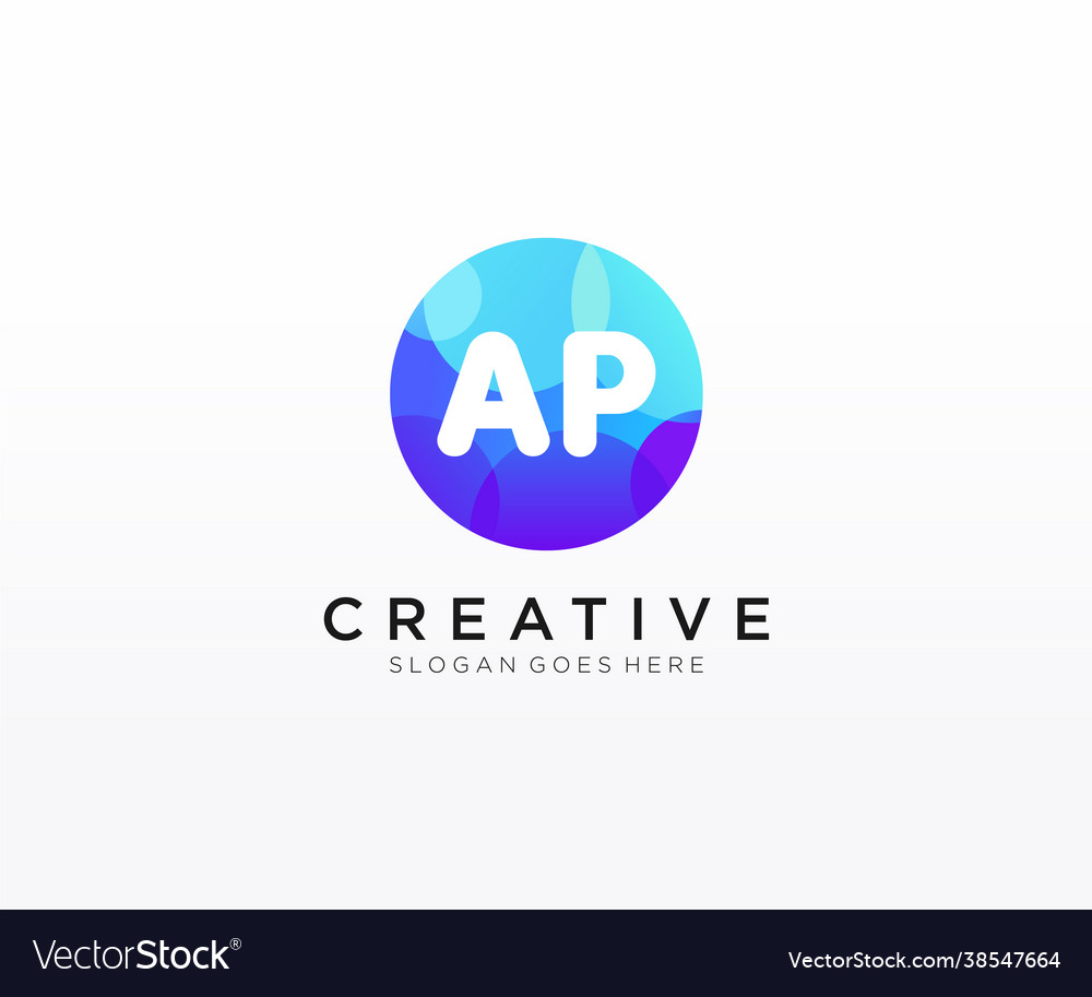 Ap initial logo with colorful circle template