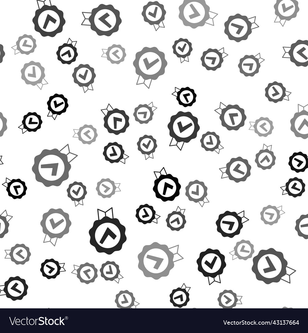 Black approved or certified medal and check mark vector image Black approved or certified medal and check mark