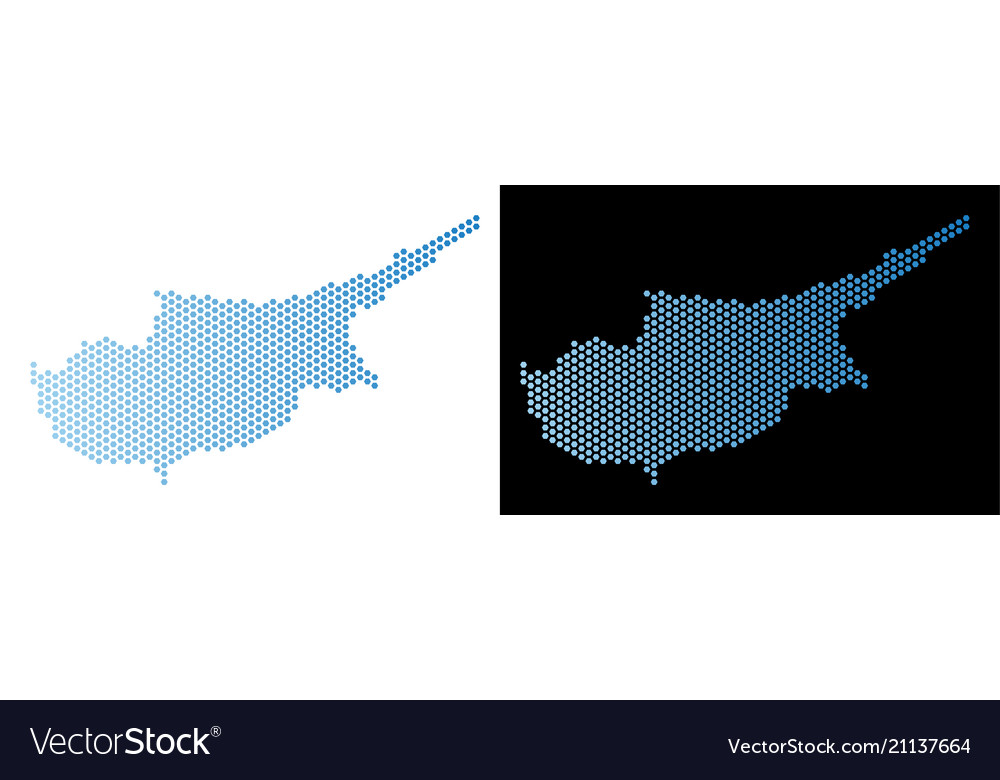 Cyprus countries map hexagonal scheme vector image Cyprus countries map hexagonal scheme