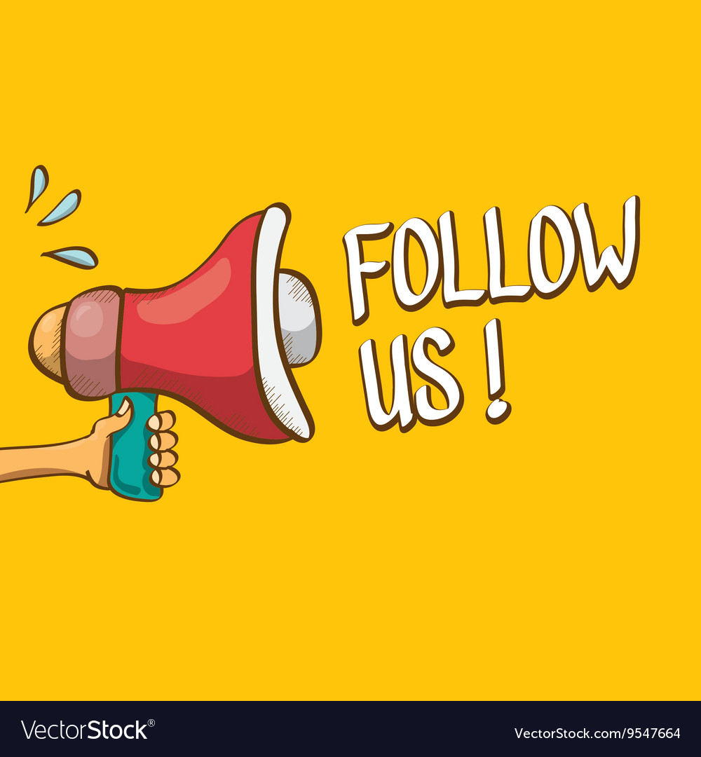 Doodle follow us banner comic follow image Vector Image