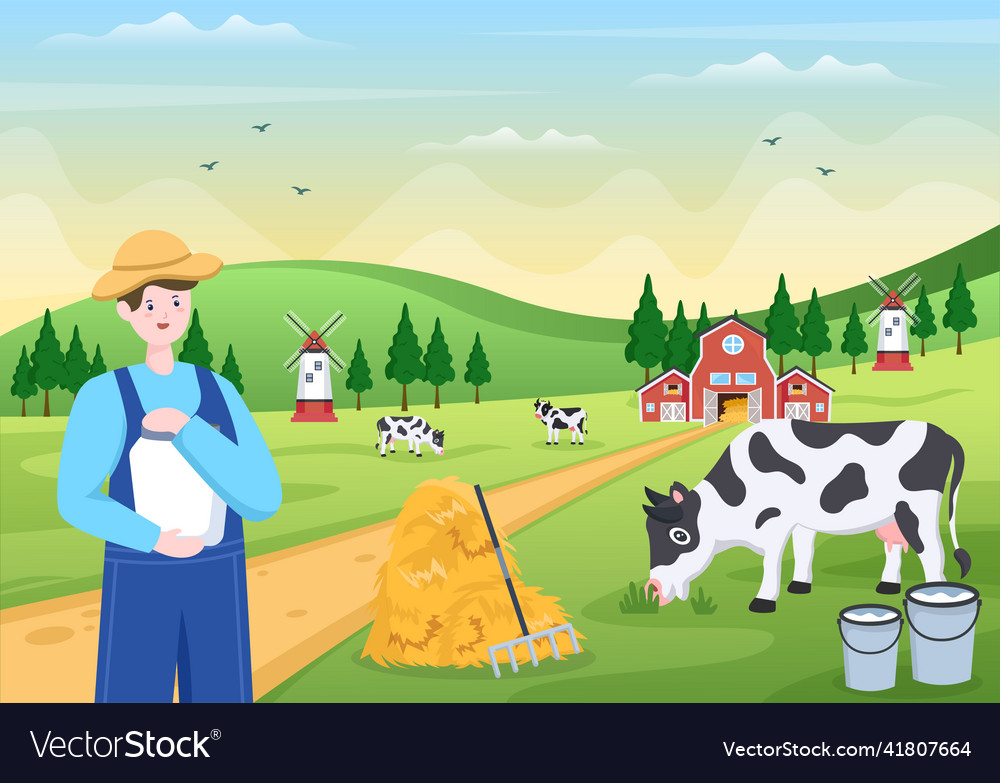 Farmers are milking cows to produce or obtain