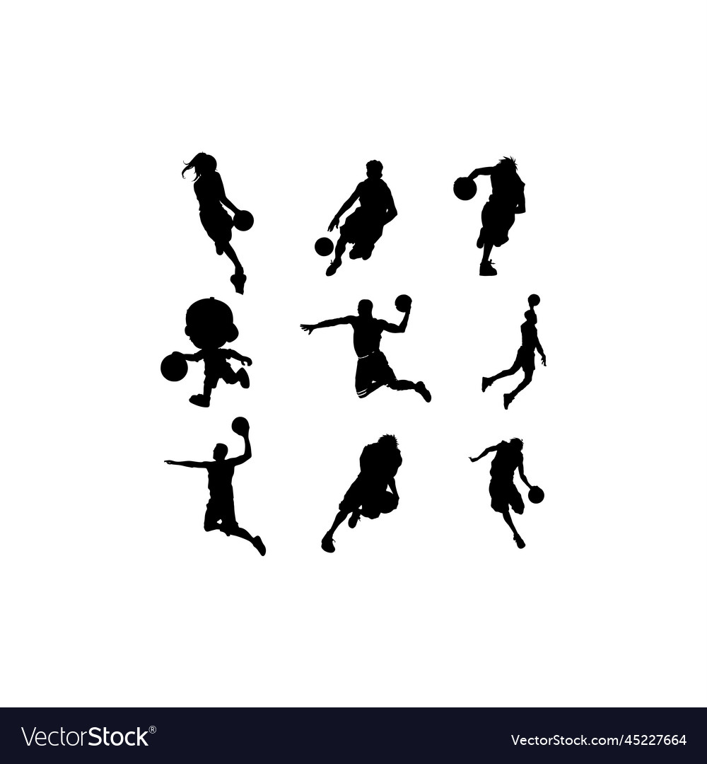 Human basketball set icon