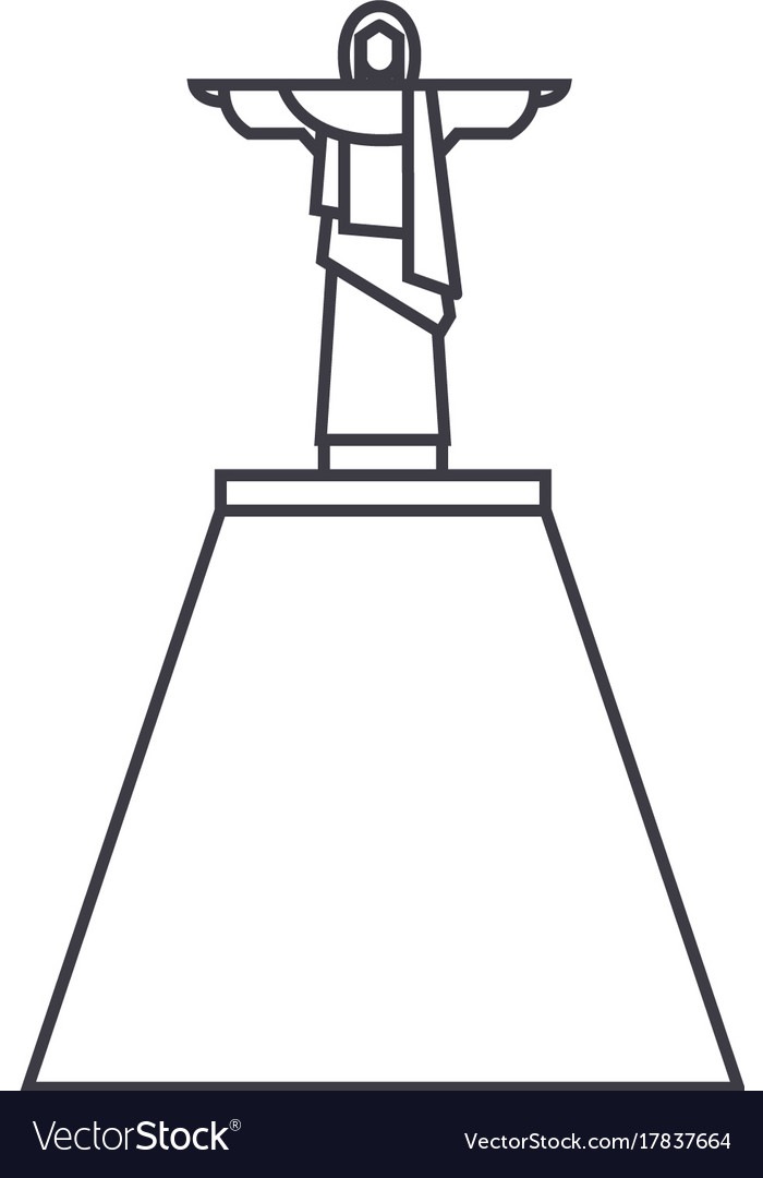 Jesus statue line icon sign