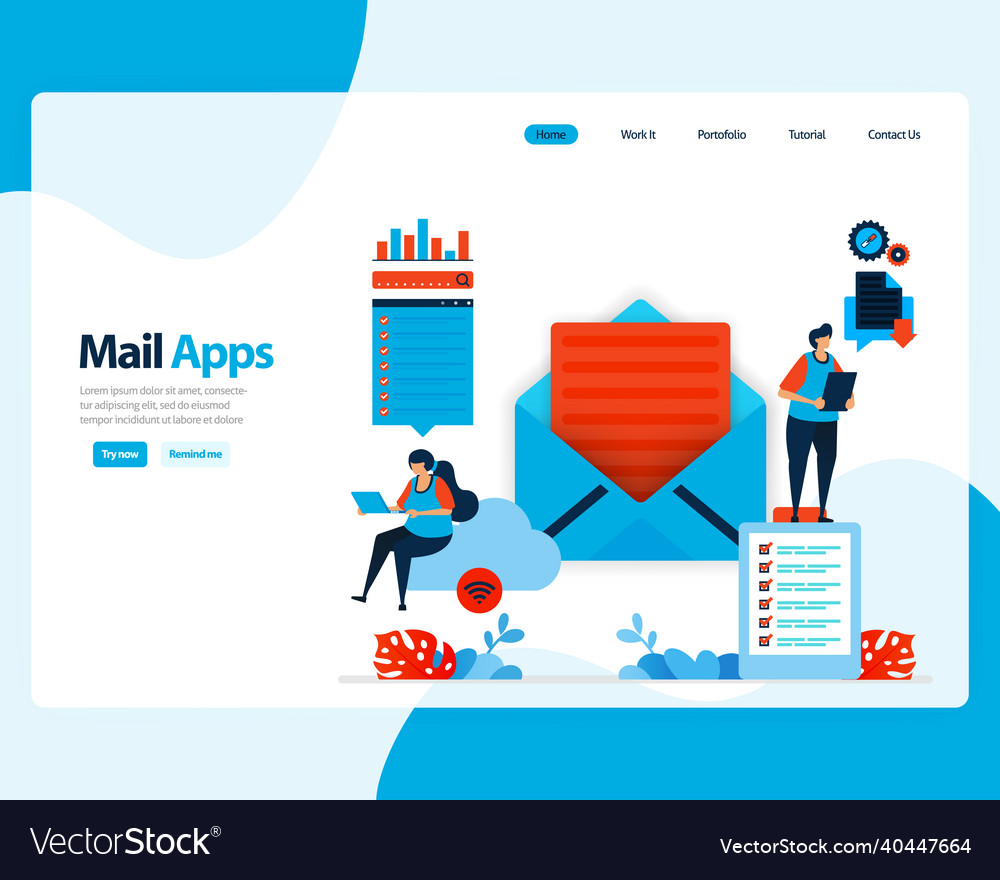 Landing page of sending receiving managing e-mail