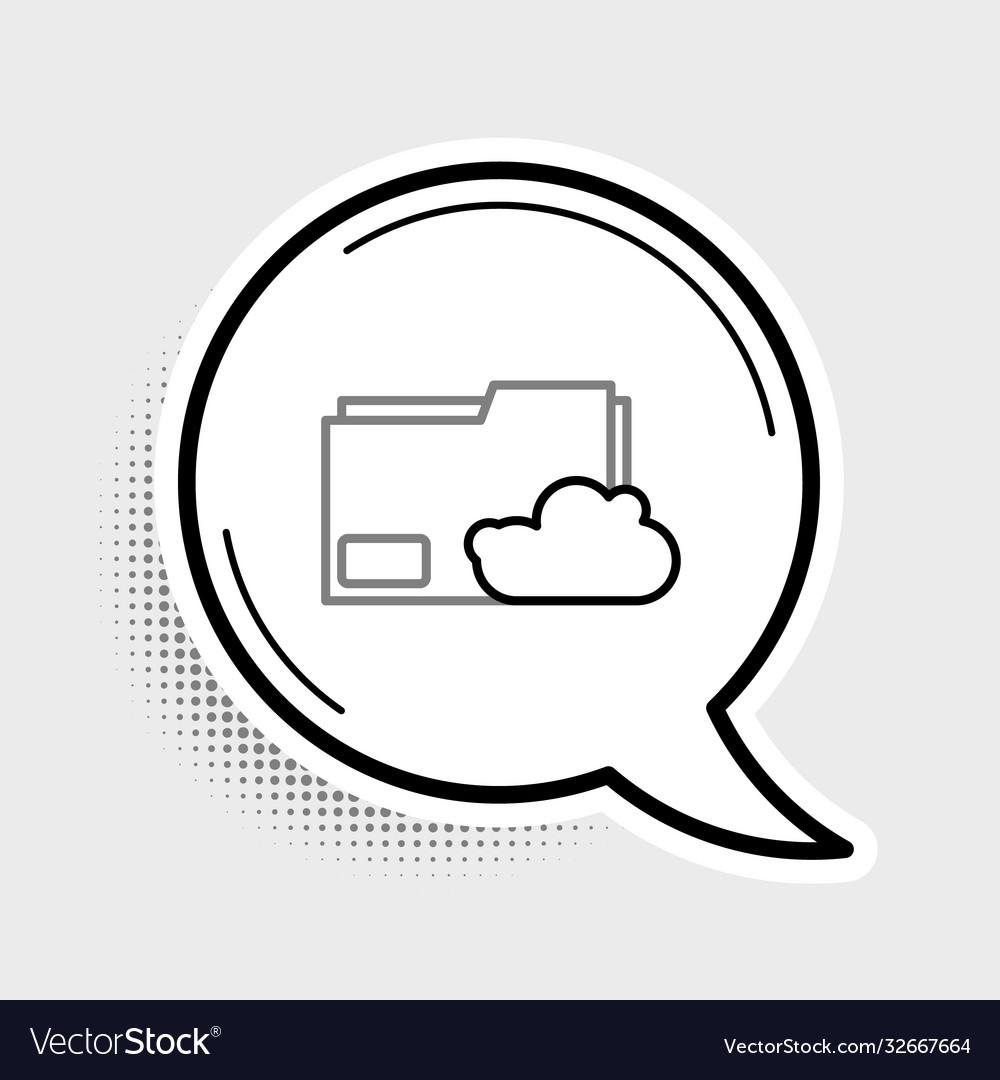 Line cloud storage text document folder icon vector image Line cloud storage text document folder icon