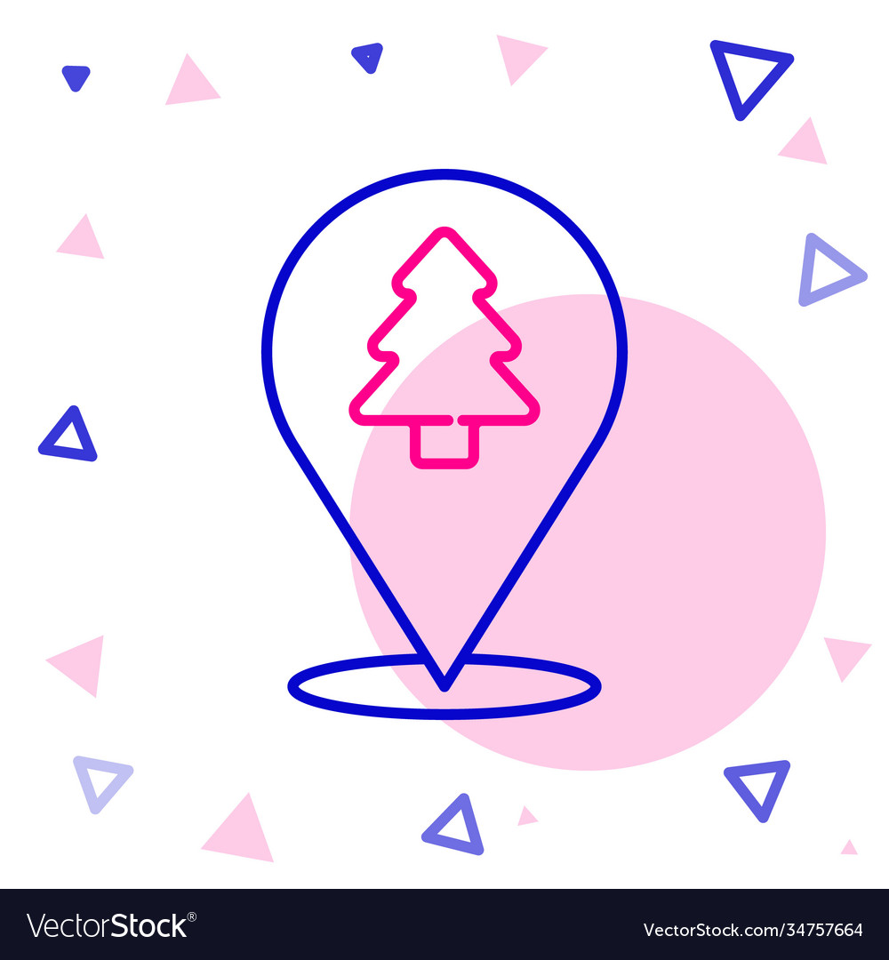 Line location forest on a map icon isolated vector image Line location forest on a map icon isolated
