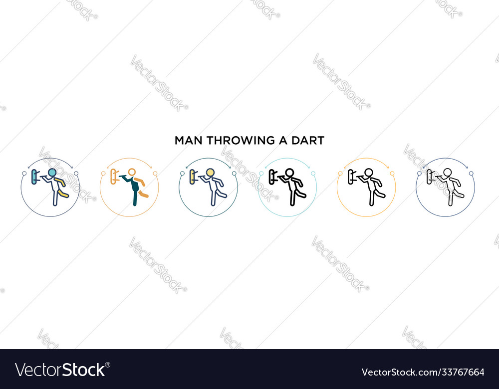 Man throwing a dart icon in filled thin line