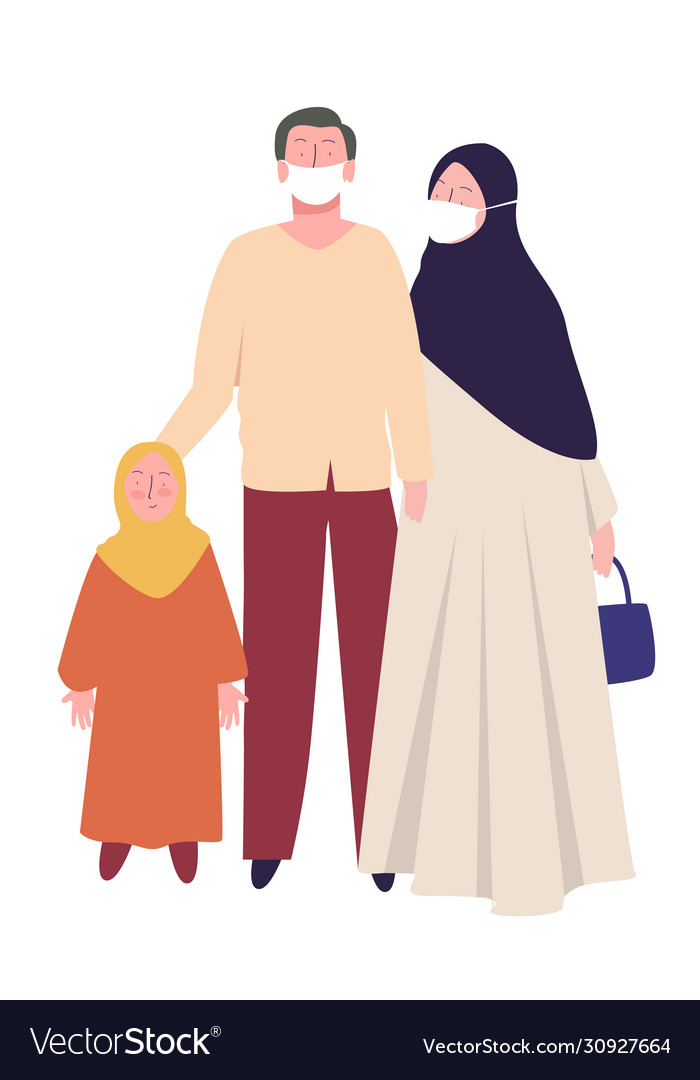 muslim-families-parents-and-girls-wear-health-vector-image