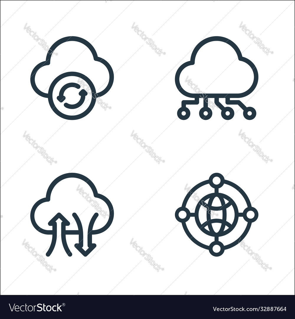 Network line icons linear set quality vector image Network line icons linear set quality