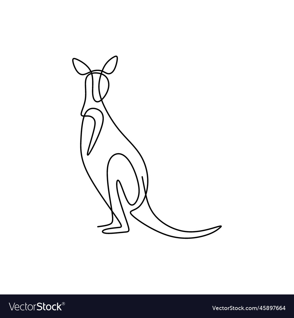 One line design silhouette of kangaroo hand drawn Vector Image