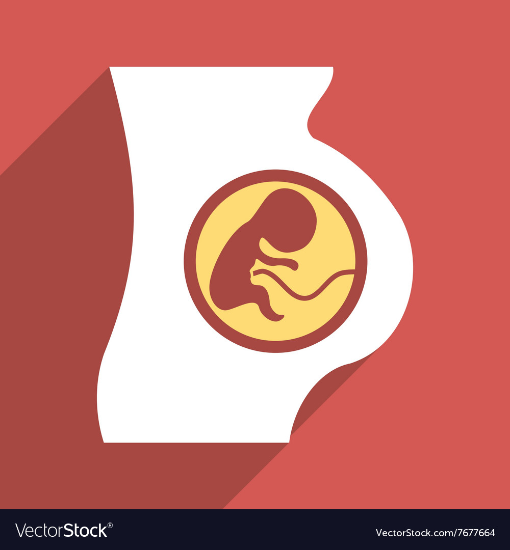 Pregnant woman anatomy flat longshadow square icon