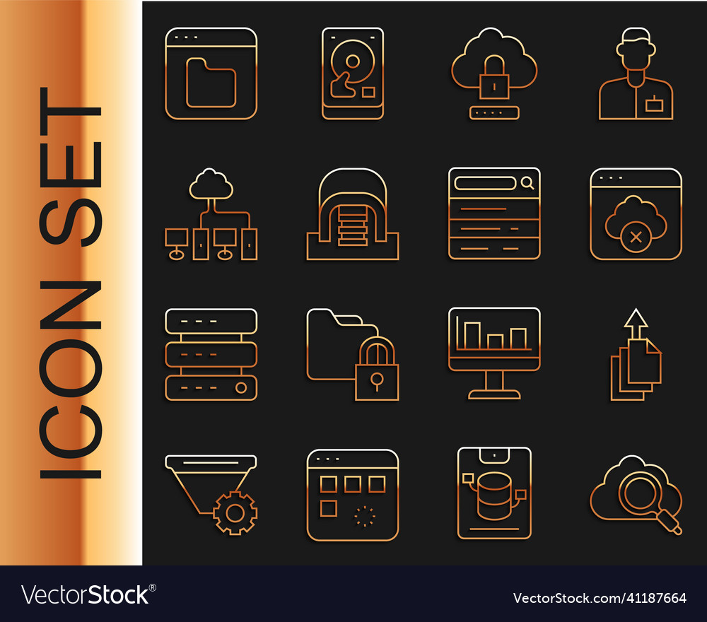 Set line search cloud computing data export vector image Set line search cloud computing data export