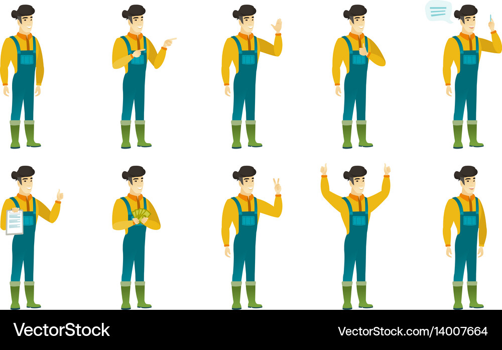 Set with farmer characters Royalty Free Vector Image