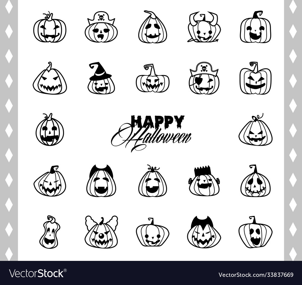 Bundle halloween pumpkins and lettering line