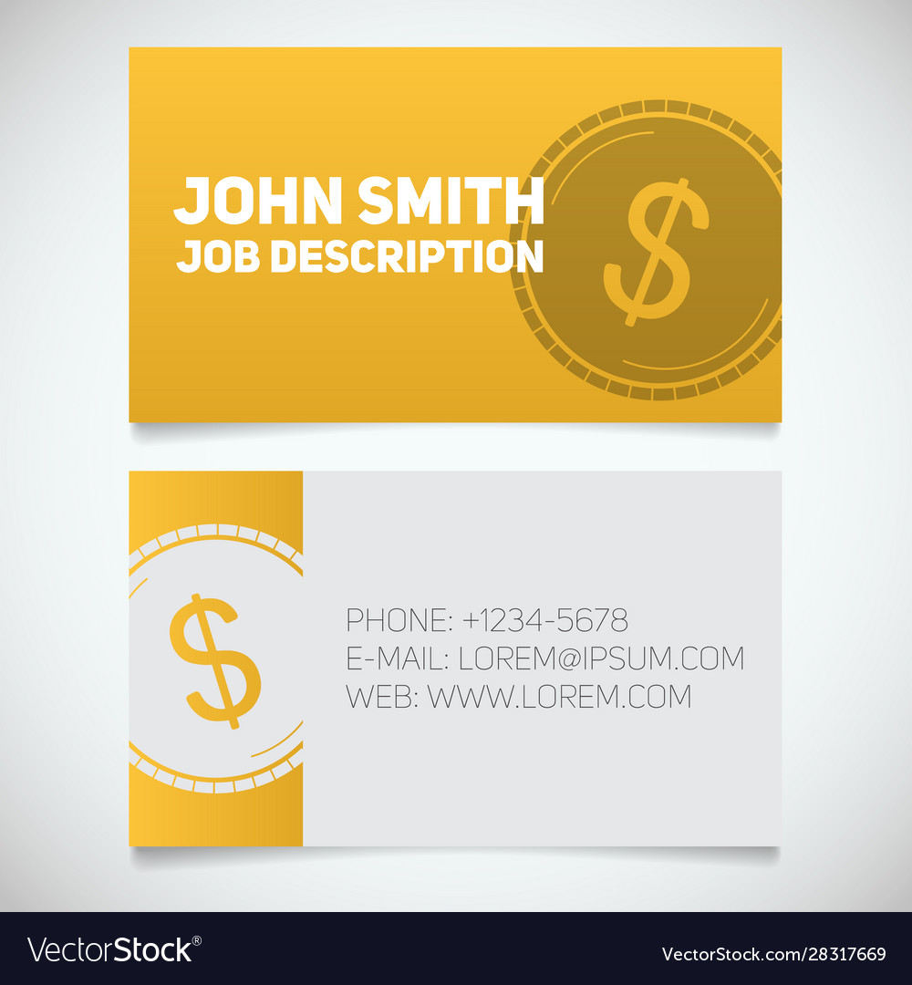 Business card print template with dollar coin logo