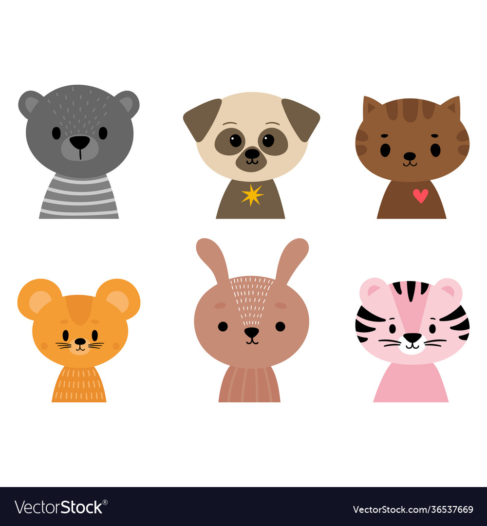 Cute cartoon animals for postcard poster