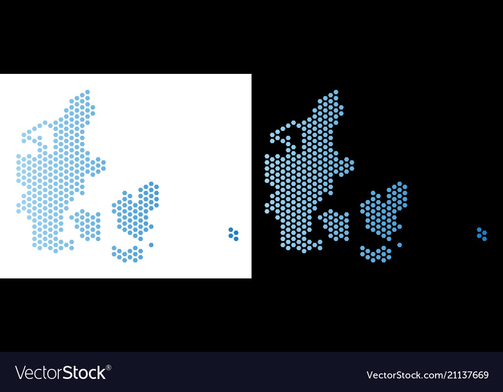 Denmark map hexagon scheme vector image Denmark map hexagon scheme