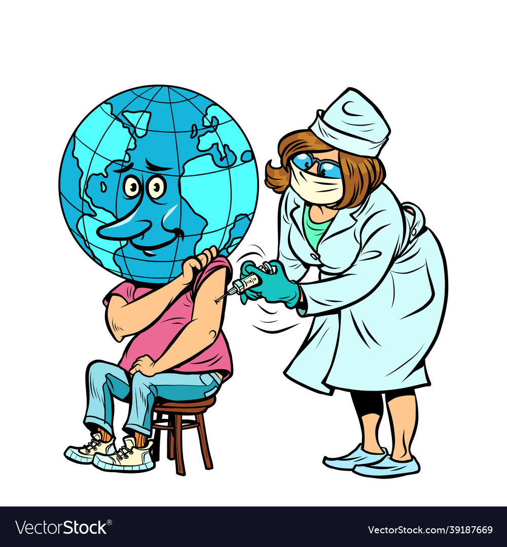 Doctor vaccinates the planet earth human