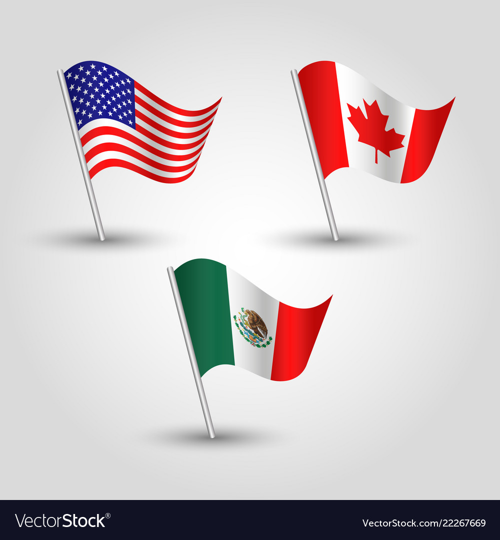 Flag usmca american canadian and mexican trade