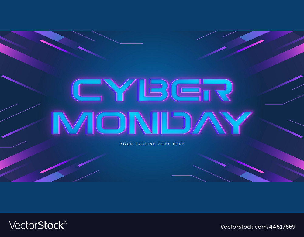 Flat cyber monday neon lettering design