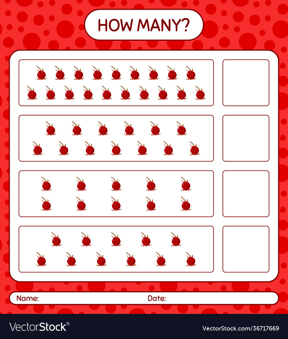 How many counting game with ugni worksheet vector image How many counting game with ugni worksheet