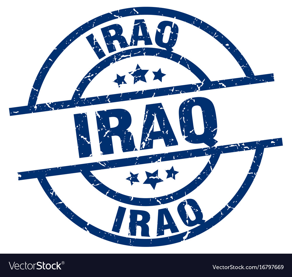 Iraq blue round grunge stamp