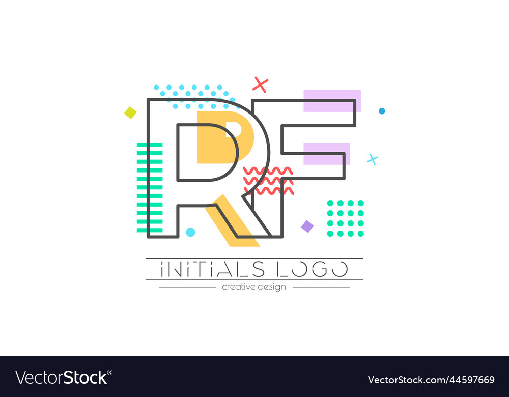 Letters r and f merging of two initials vector image Letters r and f merging of two initials