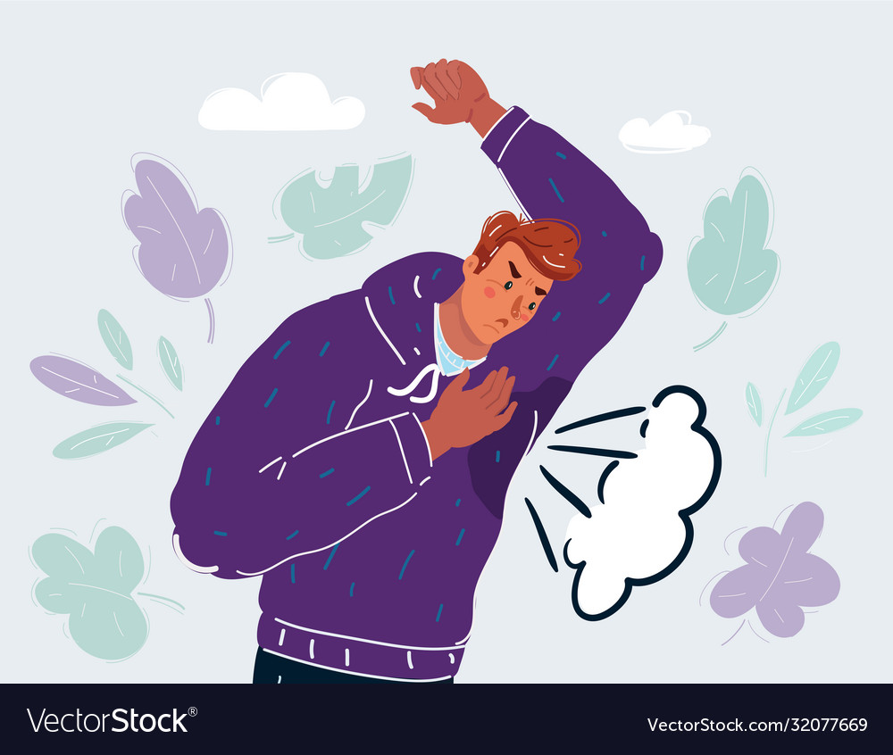 Man with hyperhidrosis Vector Image Man with hyperhidrosis