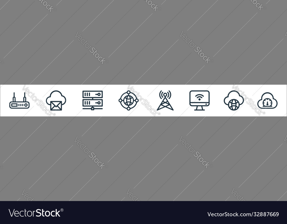 Network line icons linear set quality vector image Network line icons linear set quality
