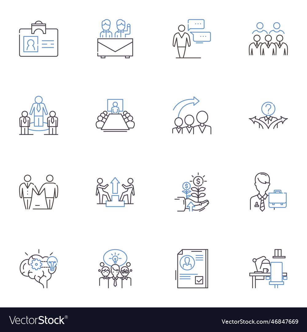 Nine-to-fivers line icons collection routine vector image Nine-to-fivers line icons collection routine