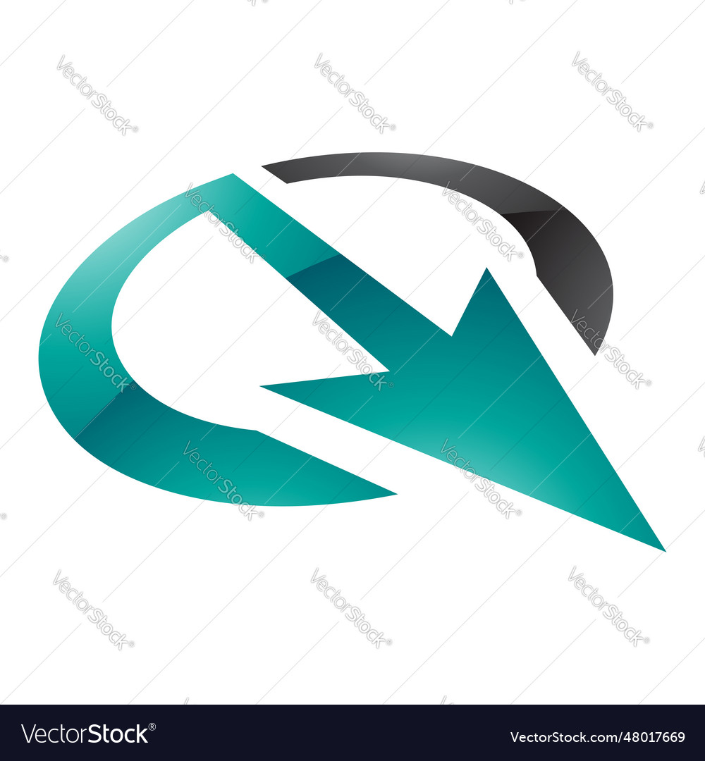 Persian green and black glossy arrow shaped Vector Image