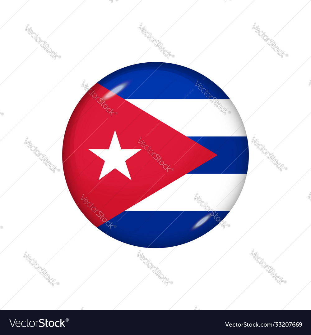 Round flag cuba button icon